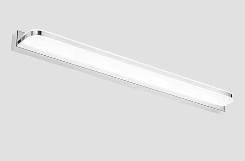 Luminária LED de Parede para Banheiro, 92cm, Luz Branca Quente 3500K, Acabamento Cromado, Moderna