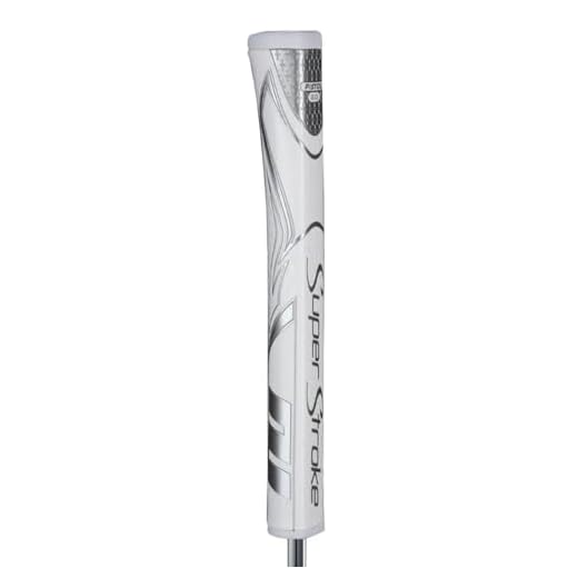 SuperStroke Zenergy Pistol 2.0 Golf Putter Grip without Taper, Improved SPYNE Technology, New Multi-Zone Texturing and Tech Port, White/Silver