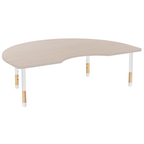 Image of 48 inch x 72 inch Kidney Kids Classroom Table with Adjustable Chunky Wood Legs