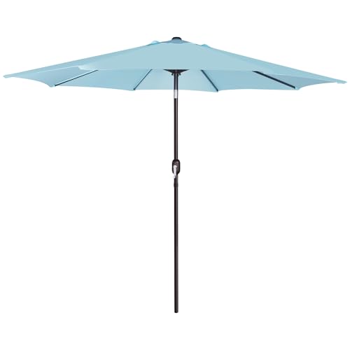 Image of Blissun 9' Outdoor Patio Umbrella, Outdoor Table Umbrella, Yard Umbrella, Market Umbrella with 8 Sturdy Ribs, Push Button Tilt and Crank