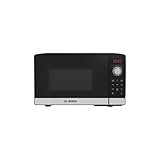 Bosch FFL023MS2 Serie 2 freistehende Mikrowelle, 26 x 44 cm, 800 W, Drehteller 27 cm, Türanschlag Links, AutoPilot 7 mit 7 Automatikprogramme, Reinigungsunterstützung, LED-Touchdisplay, Edelstahl