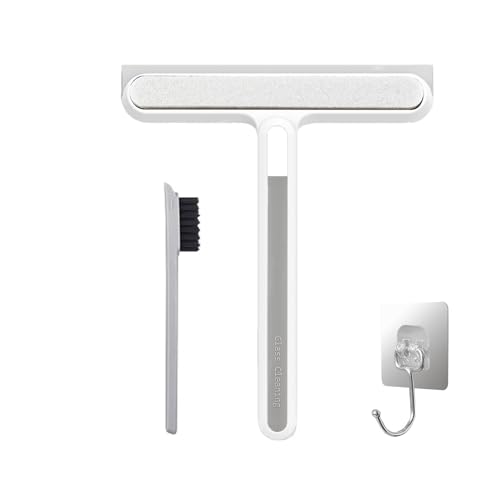 Shower Squeegee, 4 in 1 Window Squeegee with Adhesive Hook, Twin side Window Cleaning Brush for Bathroom, Kitchen, Mirror and Car Glass, 22-inch