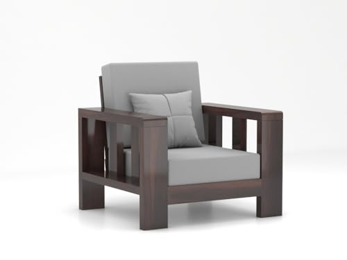 Image of Sheesham Wooden 5 Seater Sofa Set for Living Room | Solid Wood Sofa | Rosewood Sofa Set for Home & Office | Lounge (Walnut, 3+1+1 Seater)