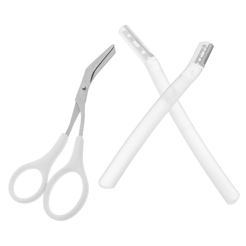 Ipetboom 1Set Eyebrow Scissors and Razor Kit with Comfortable Grip Transparent Blades for Precise Grooming Multipurpose Facial Hair Removal Tools for Women and Men for Home Travel