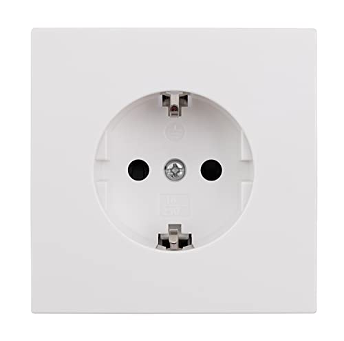 McPower Schutzkontakt-Steckdose Shallow, 250V~/16A, mit Steckanschluss, Unterputzmontage, schmaler Rahmen, samtige Oberfläche, ohne Mittelstege, Weiß matt