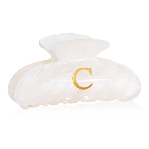 Image of Birthday Gifts for Girls - White Acrylic Letter Hair Clips, Monogram Hair Claw Alphabet Large Hair Clip, Fashion Glitter Claw Clips, Teen Girl Gifts Trendy Stuff, Letter C
