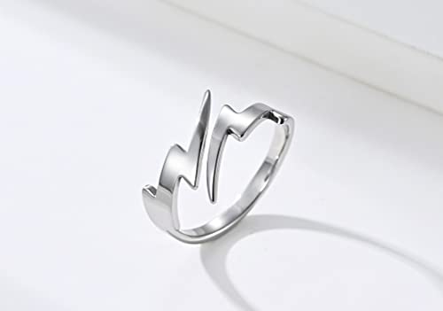 Lightning Bolt Wrap Minimalist Open Knuckle Ring for Men Boys Women Teen Stainless Steel Fashion Punk Personalized Unique Statement Engagement Finger Rings Comfort Fit Jewelry Gifts for BFF Birthday Son Daughter Christmas Valentine's Day3