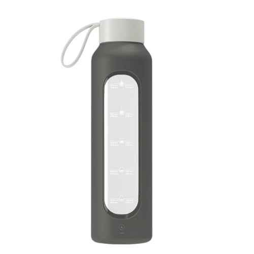 Wessper Bouteille d'eau en Verre 0.5L, Gourde Reutilisable, en Borosilicate, Avec Marqueur de Temps de Motivation, Couvercle en bambou, En silicone, pour...