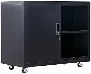 Fumedo Metal Mobile Lateral File Cabinet, Storage Locker,Printer Stand with Open Storage Shelves for Office,School,Home,Living Room. (Black)