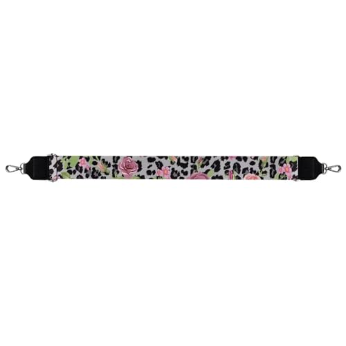 Image of TODIYADDU Grey Leopard Handbag Straps Crossbody Purse Rose Floral Shoulder Strap Replacement Strap for Crossbody Bag for Women Bag Straps for Handbags Fit for Guitar Instrument Computer Bag Gifts