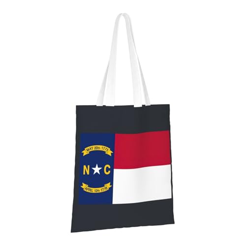 North Carolina State Flag Print Polyester Canvas Tote Bag, Worthy Shopping Bag, Ideal For Present And Daily Errands2