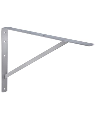 Consola de servicio pesado Gedotec metálico estante soporte angular plata - ATHENA | Profundidad: 495 mm | Capacidad portador cargas pesadas 200 kg | acero sólido estante montaje pared -1 pieza