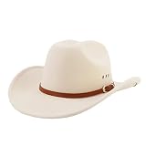 EXVVQOQO Men & Women Western Style Hat Wide Brim Outdoor Fedora Hat Cowboy Cowgirl Hats with Buckle
