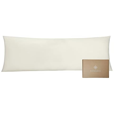 Bioweaves 100% Organic Cotton Body Pillow Cover for Body Pillowcases 300 Thread Count Soft Percale Weave GOTS Certified with Zipped Closure - 21" x 54", Ivory Cover
