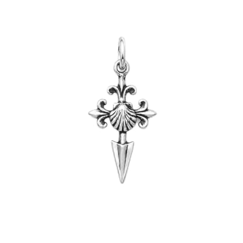 Croix pendentif Santiago argent 925, l'excellence de la coquille gravée 20 mm