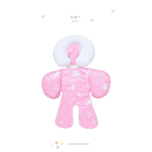 ZGHQHCDRH 取り外し可能な枕付きのベビーカーシートクッションは、頭部を保護し、防寒性、柔らかさ、通気性、取り付け簡単、洗濯可能、オールシーズンに適しています。 (ピンクスター)