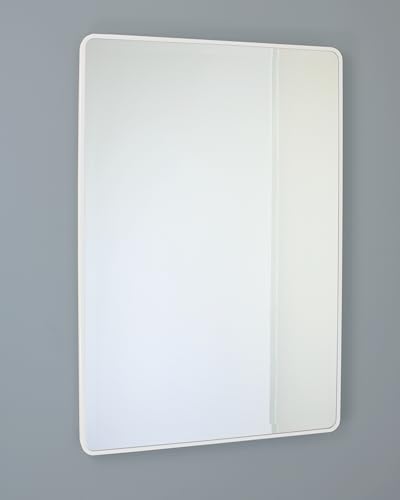 Image of 20x30 Austin Farmhouse Metal Framed Rounded Rectangle Recessed Bathroom Medicine Cabinet, Beveled Mirror, 18x28 in-Wall Opening, powder-coated Steel, Adjustable Glass Shelves, Magnet Close, White