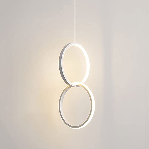 Lámpara colgante de techo para techos bajos, luminaria de doble anillo con cable regulable anti-sombras