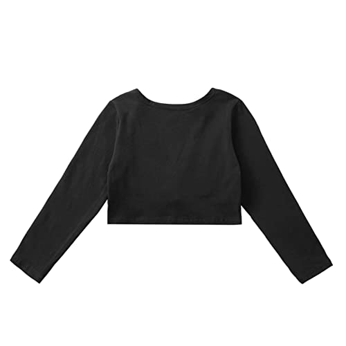 FEESHOW Kids Girls Classic Long Sleeve Shrug Knit Wrap Tops Leotards Ballet Dance Cardigan Dress Cover Up4