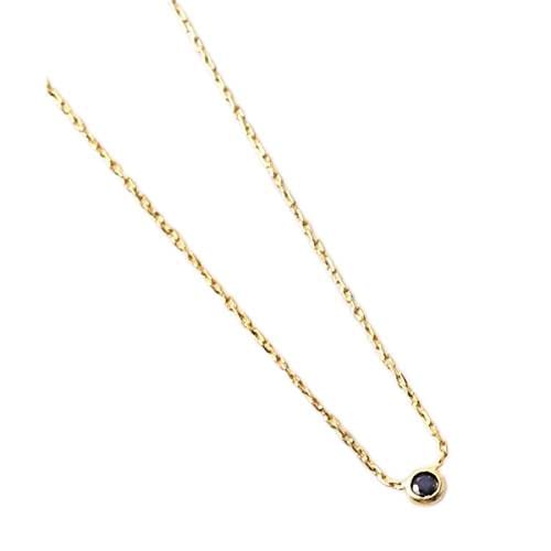 [アネモネ] ゴールドフレームの誕生石ネックレス 9月：サファイア FREE