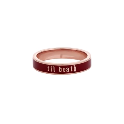4mm Red Enamel 'Til Death' Ring for Women – 925 Sterling Silver Wedding Band