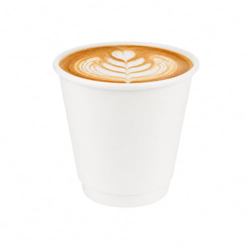 Image of Restaurantware 8-Ounce Disposable Cups, Pack of 500 Double Wall Hot Cups - Lids Sold Separately, Rippled Wall and White Paper Insulation, Ideal for Serving Coffee, Hot Chocolate, Tea, and More