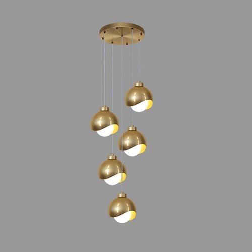 Suspension en cuivre doré de haute qualité avec trois globes en verre raffinés