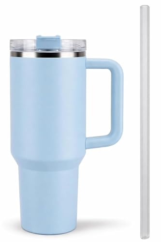Image of Tumbler with lid and Straw 1200ML Cup Stainless Steel Hot and Cold with Handle and Lid 2 Straw Vacuum Insulated Tumbler Enabled Activated Carbon