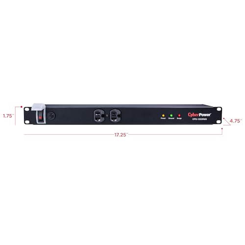 Image of CyberPower CPS1220RMS Surge Protector | 120V /20A, 12 Outlets, 15ft Power Cord, 1U Rackmount