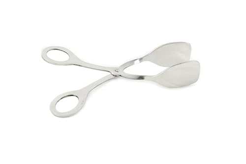 Küchenzange, ohne Schlitze, zum Servieren von Lebensmitteln und Luxusgebäck, 18 cm, aus Edelstahl, Schaufeln 6 x 4,5 cm. Hostelnovo