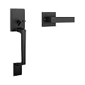 Haidms Matte Black Front Door Handle, Single Cylinder Exterior Door Entry Handle with Door Lever, Entry Door Handle Set, Reversible for Right and Left Handed Sided Doors