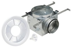 Air King AIG46F Inline Exhaust Bath Fan Grill with 14-watt Fluorescent Bulb, 4-Inch Round Inlet, White Finish