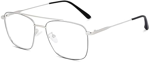 Image of Roshfort Eyewear Zero Power Blue Cut & Antiglare Computer Square Eyeglasses | Men & Women | Medium - Pack Of 1
