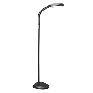 Verilux SmartLight Full Spectrum LED Modern Floor Lamp with Adjustable Brightness, Flexible Gooseneck and Easy Controls – Reduces Eye Strain and Fatigue – Ideal for Reading, Artists, Craft (Black)