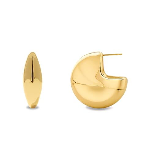 Waterproof Thick Gold Chunky Hoops Earrings for Women Non Tarnish,Gold