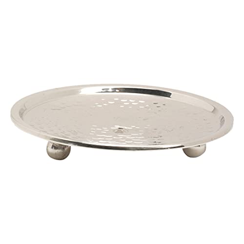 NKlaus Plato para Velas Ø10cm Interior de latón niquelado Brillante Posavasos con pies 10619