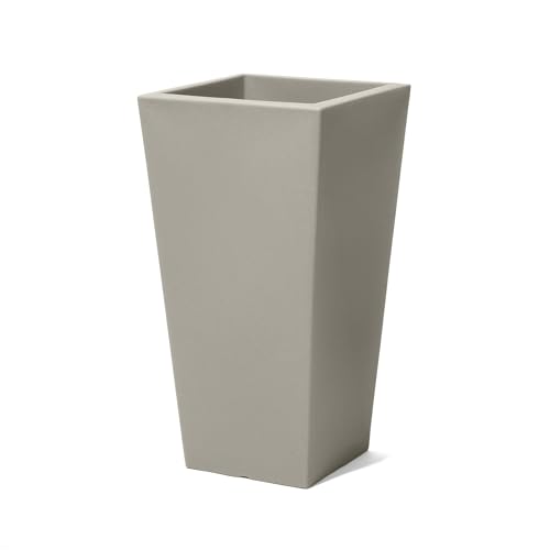Step2 Tremont - Vaso da fiori - Quadrato e grande - Calcestruzzo | Vaso da balcone leggero e facile da spostare - Plastica rotostampata - 38,1 x 38,1 x 71,1 cm