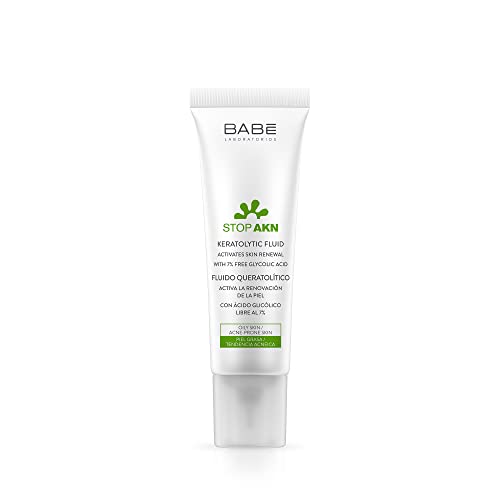 Laboratorios Babé - STOP AKN Fluido Queratolítico 30 ml, Para Piel Grasa, Tratamiento Facial Acné, Ácido Glicólico, Renovación Celular, Disminución de Marcas y Cicatrices