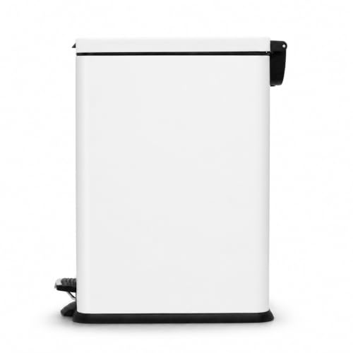 Image of Home Zone Living 4 Gallon Slim Kitchen Trash Can with Soft Close Lid and Step Pedal, Matte White Stainless Steel Wastebasket with Removable Bucket