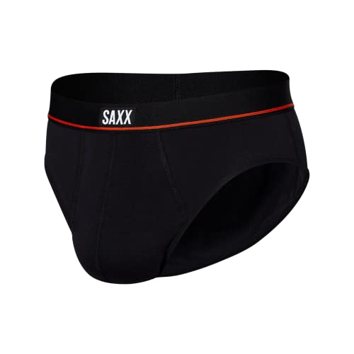 Saxx Men’s Underwear - Non-Stop Stretch Baumwoll-Herren-Slips, mit integrierter Ballpark Pouch TM und Eingriff – Weich, Atmungsaktiv and Feuchtigkeitsregulierend - Herrenunterwäsche, Schwarz, S