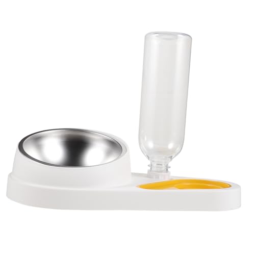 BESTonZON Dispensador Automático de Comida y Agua para Perros y Gatos Comedero Práctico y Decorativo Fácil de Llenar con Diseño Antidesbordamiento para Mascotas Domésticas Color Blanco