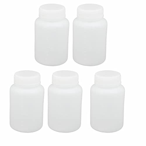 Tool parts 100ml PE Plastic Round Shaped Graduated Laboratory Experiment Bottle White 5pcs
