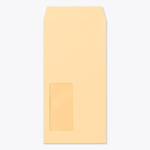 山櫻 封筒 長3 窓付 中貼 A749 ECオレンジ 紙厚80g 〒枠ナシ 100枚 / セロ窓 A4三折用 パステルカラー 無地 郵便番号枠なし 00564190-0100