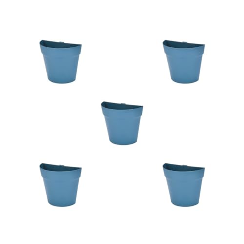 Leisurealeaneag 5 juegos de macetas de pared para jardín, patio, trastero, sala de estar, dormitorio, macetas colgantes para plantas de interior y exterior, macetero decorativo azul
