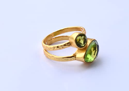 Veracity Jewelry Green Peridot 18K Yellow Gold Plated August Birthstone Rings For Women - Vr-003 #TOP2