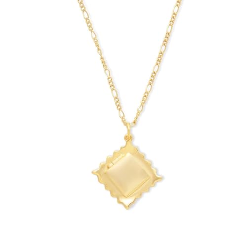Wanderlust + Co Ravioli Necklace 14K Gold/Rhodium Plated Jewelry Hypoallergenic Shower-safe