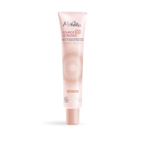 Melvita - BB crème Source de Roses teinte claire - 100% pigments naturels - Certifiée bio - Sans silicone - Couvrance naturelle - Unifie et masque les imperfections - Action 6-en-1 - Tube 40ml Cover