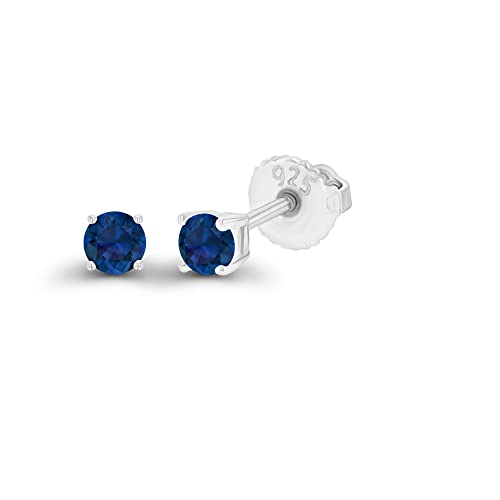 14K Gold Plated 925 Sterling Silver Hypoallergenic 3mm Round Genuine Birthstone Solitaire Screwback Stud Earrings2