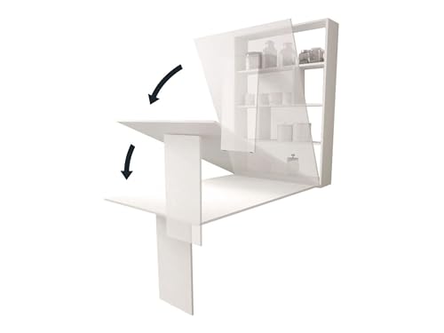 Mirjan24 Wandtisch Albi, Wandklapptisch mit 2 Regalen, V-Tisch, Esstisch, Tisch ideal für Esszimmer, Küche, Klapptisch, Bartisch (Wotan Eiche/Schwarz)