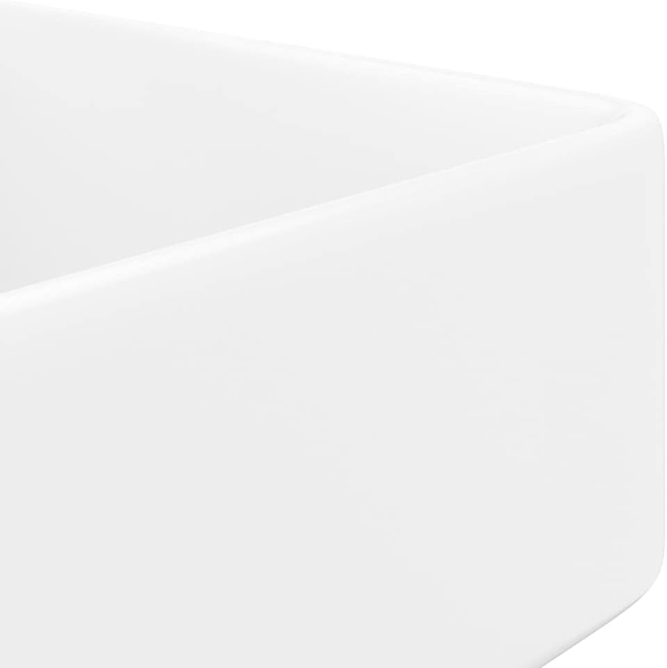 vidaXL Ceramic Bathroom Sink Basin with Faucet Hole White Square